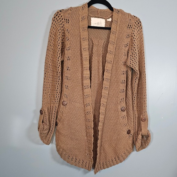 Angel Of The North Sweaters - Angel of the North Anthropologie Women's Open Front Cardigan Sweater Brown S